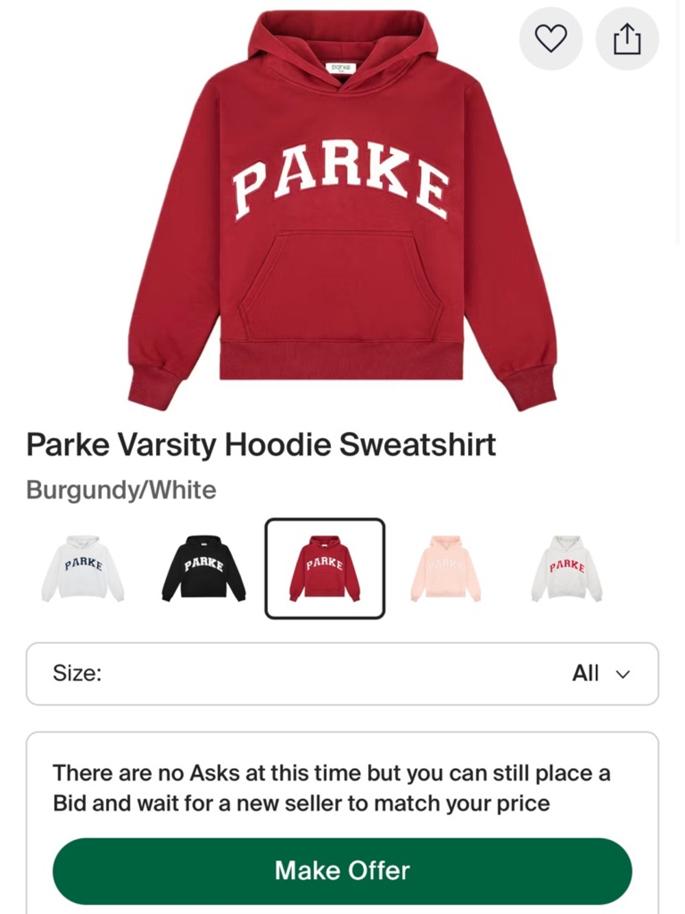 Parke Varsity Hoodie Sweatshirt - Burgundy/White